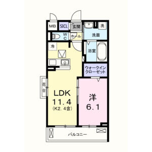 1LDK 間取り図