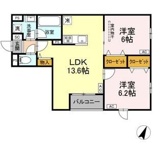 2LDK 間取り図