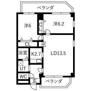 2LDK 間取り図