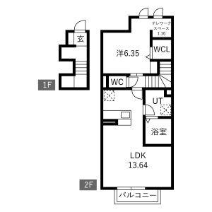 1LDK 間取り図