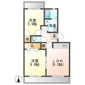 2DK 間取り図