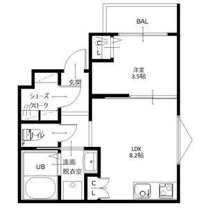 1LDK 間取り図