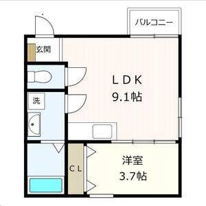 1LDK 間取り図