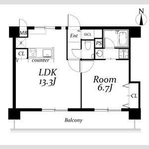 1LDK 間取り図