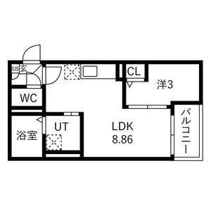 1LDK 間取り図