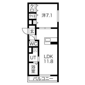 1LDK 間取り図