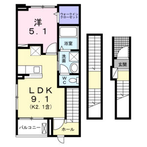 1LDK 間取り図