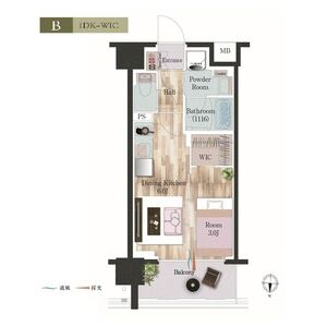 1DK 間取り図