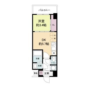 1DK 間取り図