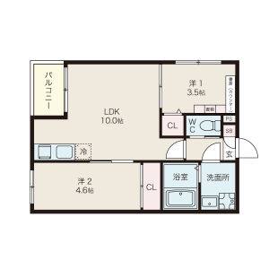 2LDK 間取り図
