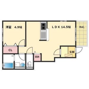 1LDK 間取り図