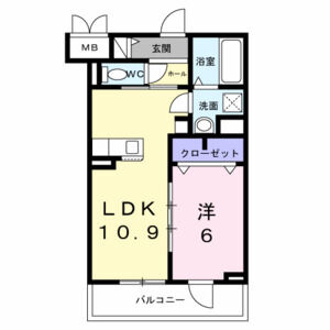 1LDK 間取り図