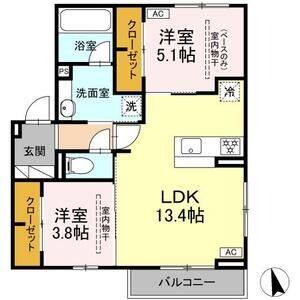 2LDK 間取り図