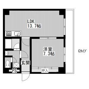 1LDK 間取り図