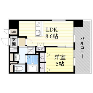 1DK 間取り図