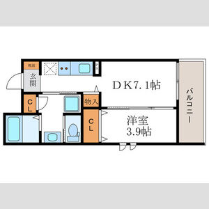1DK 間取り図