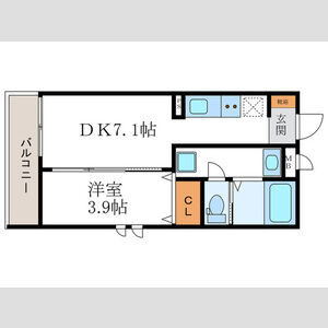 1DK 間取り図