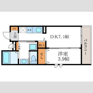 1DK 間取り図