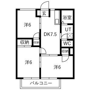 3DK 間取り図