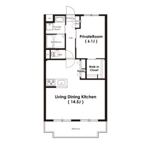 1LDK 間取り図