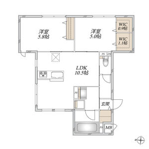 2LDK 間取り図