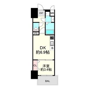 1DK 間取り図