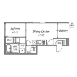 1DK 間取り図