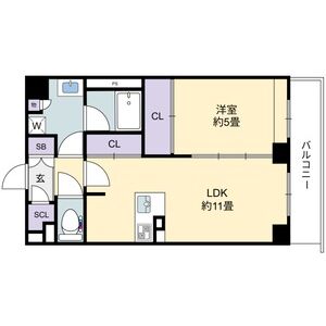 1LDK 間取り図