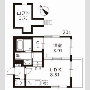 1LDK 間取り図