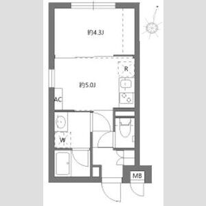 1DK 間取り図