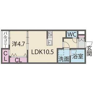 1LDK 間取り図
