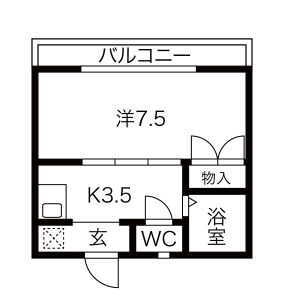 1K 間取り図