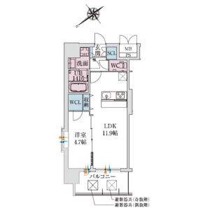1K 間取り図