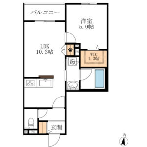 1LDK 間取り図