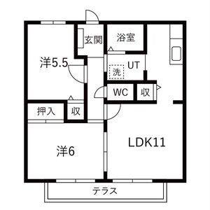 2DK 間取り図