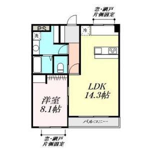 1LDK 間取り図