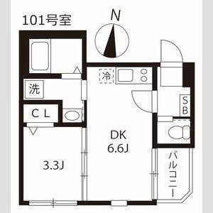 1DK 間取り図