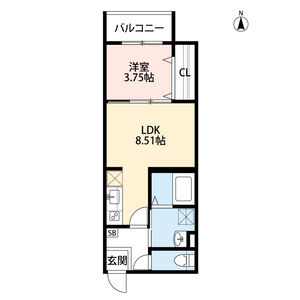 1LDK 間取り図
