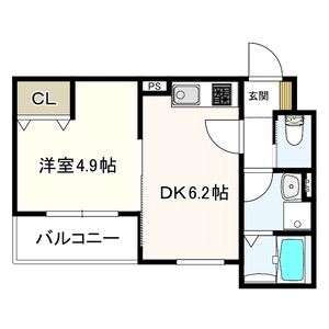 1DK 間取り図