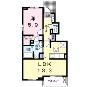 1LDK 間取り図