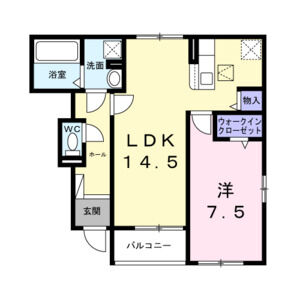 1LDK 間取り図