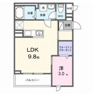 1LDK 間取り図