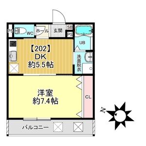1DK 間取り図