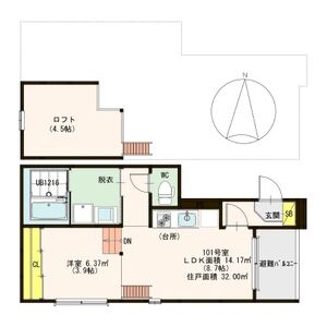 1LDK 間取り図