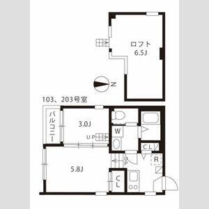 1DK 間取り図