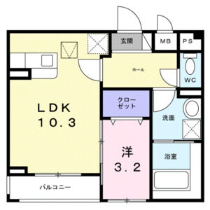 1LDK 間取り図