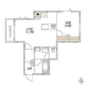 1LDK 間取り図