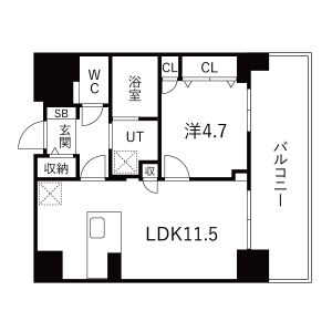 1LDK 間取り図
