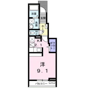1K 間取り図