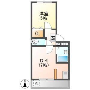 1DK 間取り図